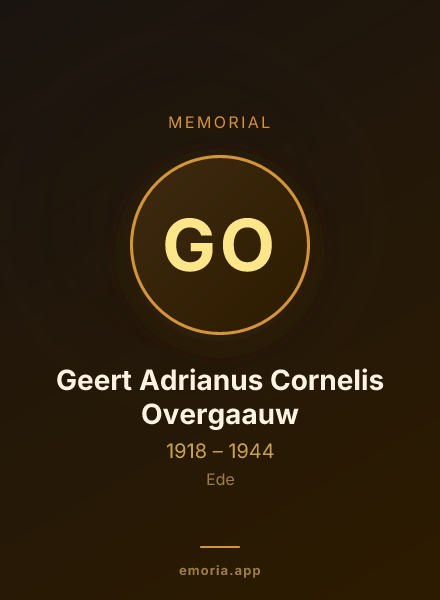 Memorial portrait of Geert Adrianus Cornelis Overgaauw