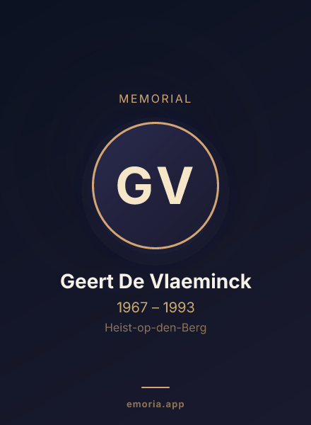 Memorial portrait of Geert De Vlaeminck