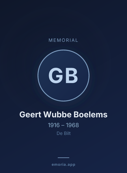 Memorial portrait of Geert Wubbe Boelems