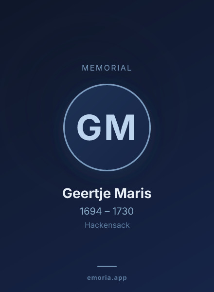 Memorial portrait of Geertje Maris