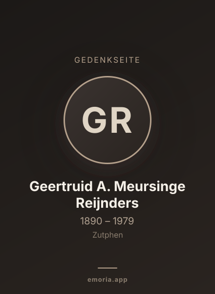 Gedenkportrait von Geertruid A. Meursinge Reijnders