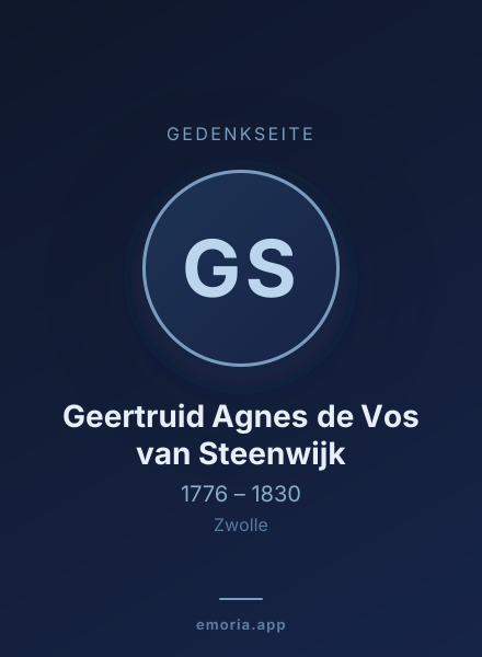 Gedenkportrait von Geertruid Agnes de Vos van Steenwijk