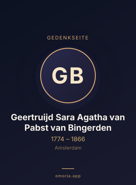 Gedenkportrait von Geertruijd Sara Agatha van Pabst van Bingerden