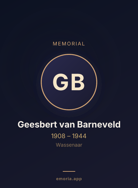 Memorial portrait of Geesbert van Barneveld