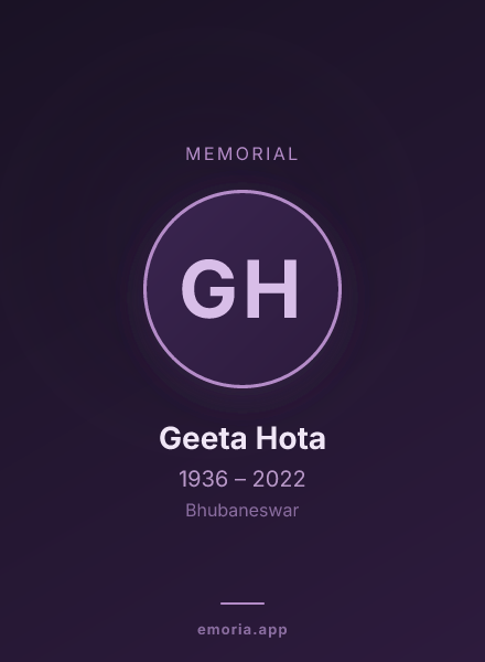 Memorial portrait of Geeta Hota