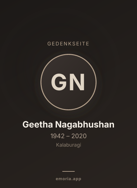 Gedenkportrait von Geetha Nagabhushan