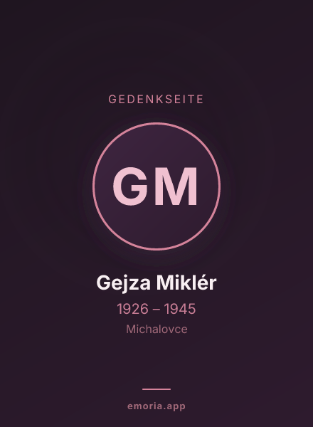 Gedenkportrait von Gejza Miklér