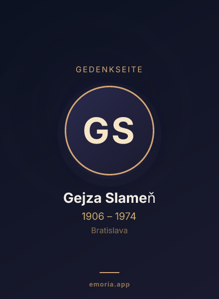 Gedenkportrait von Gejza Slameň