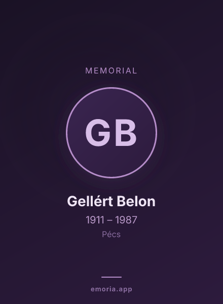 Memorial portrait of Gellért Belon