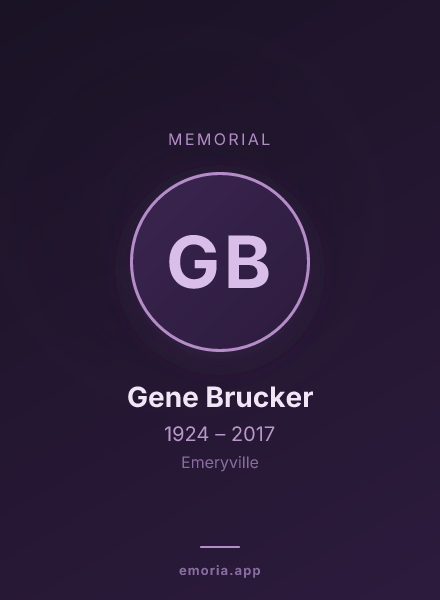 Memorial portrait of Gene Brucker
