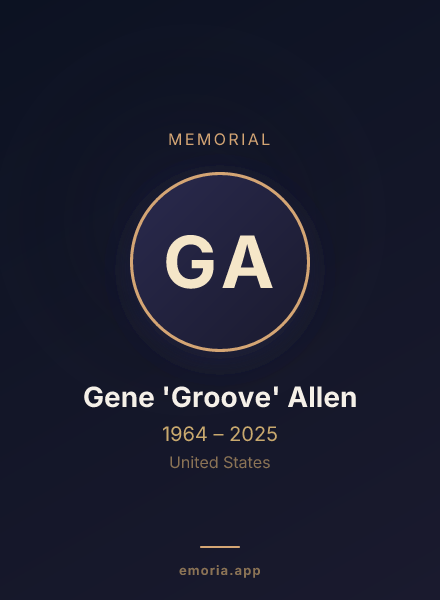 Memorial portrait of Gene 'Groove' Allen