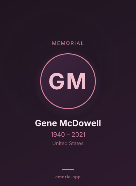 Memorial portrait of Gene McDowell