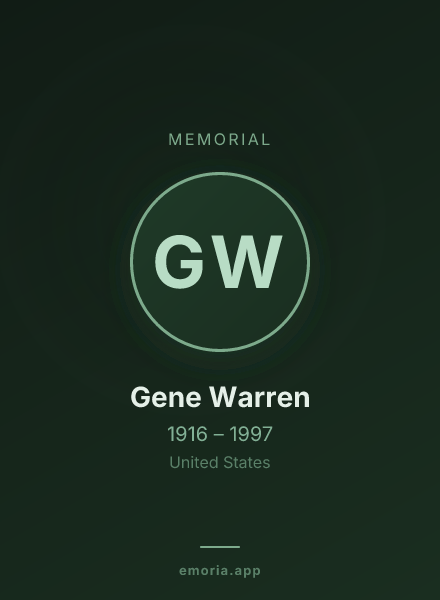 Memorial portrait of Gene Warren
