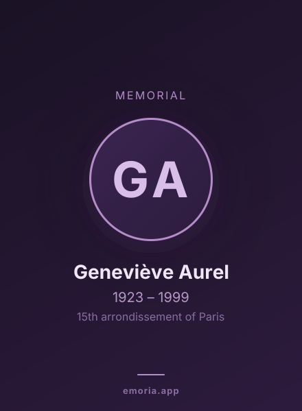 Memorial portrait of Geneviève Aurel
