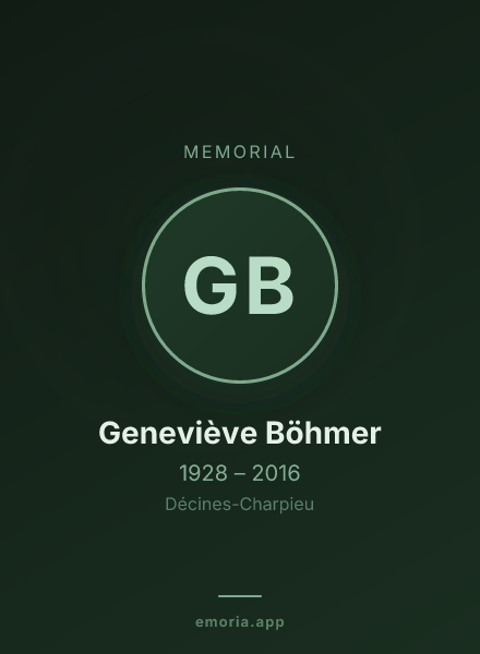 Memorial portrait of Geneviève Böhmer