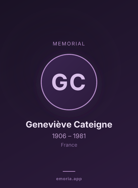 Memorial portrait of Geneviève Cateigne