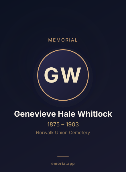 Memorial portrait of Genevieve Hale Whitlock