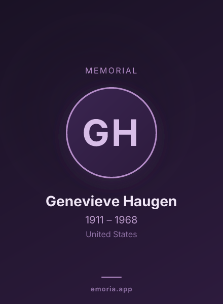 Memorial portrait of Genevieve Haugen