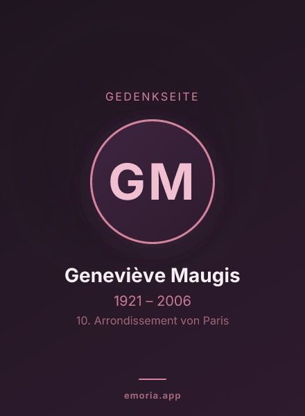 Gedenkportrait von Geneviève Maugis