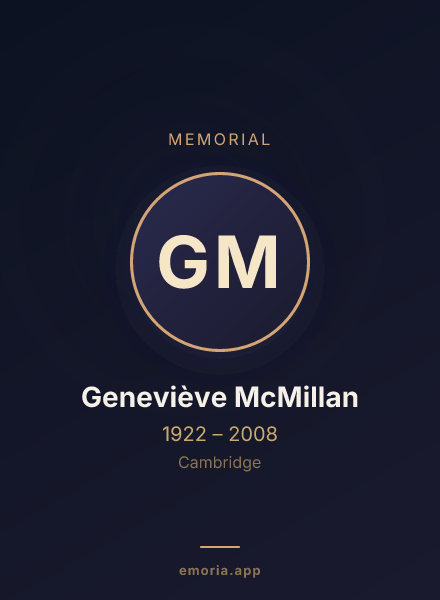 Memorial portrait of Geneviève McMillan