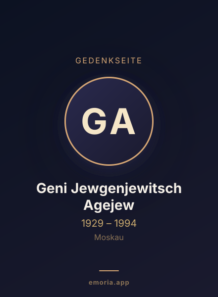 Gedenkportrait von Geni Jewgenjewitsch Agejew