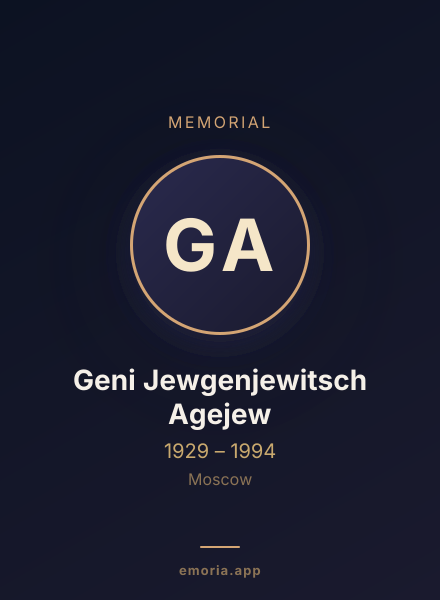 Memorial portrait of Geni Jewgenjewitsch Agejew