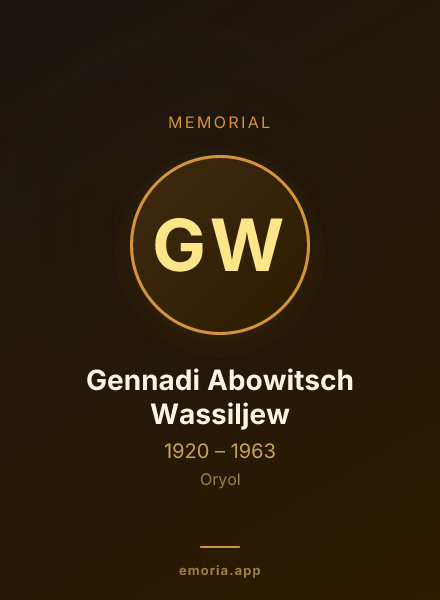 Memorial portrait of Gennadi Abowitsch Wassiljew