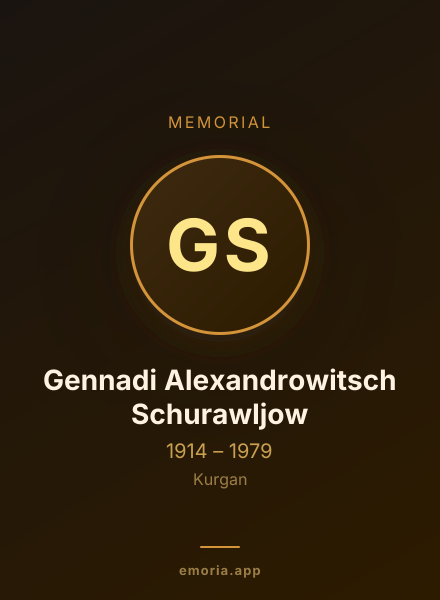 Memorial portrait of Gennadi Alexandrowitsch Schurawljow