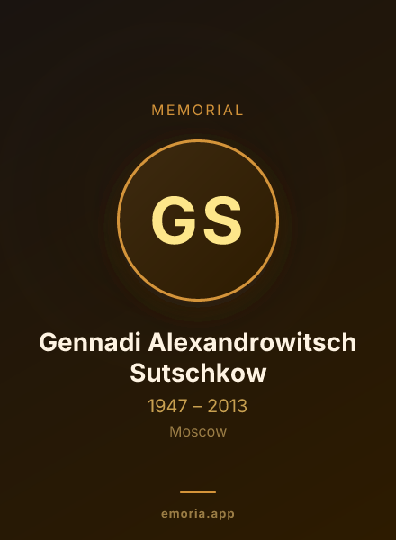 Memorial portrait of Gennadi Alexandrowitsch Sutschkow