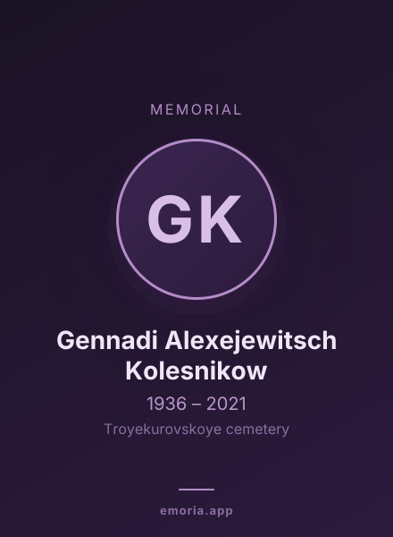 Memorial portrait of Gennadi Alexejewitsch Kolesnikow