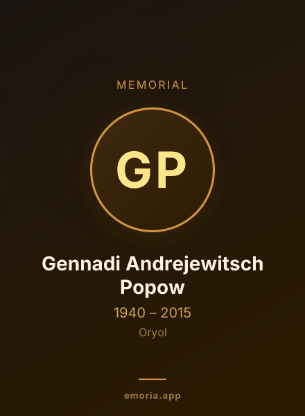 Memorial portrait of Gennadi Andrejewitsch Popow