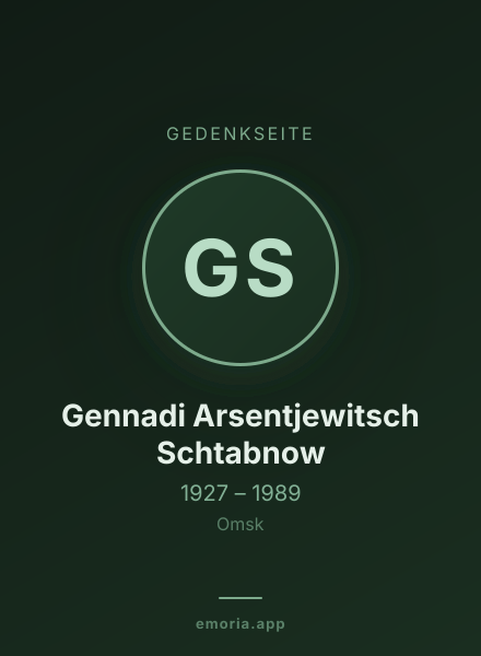 Gedenkportrait von Gennadi Arsentjewitsch Schtabnow