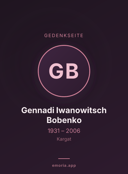 Gedenkportrait von Gennadi Iwanowitsch Bobenko