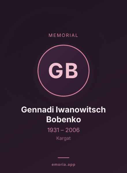 Memorial portrait of Gennadi Iwanowitsch Bobenko