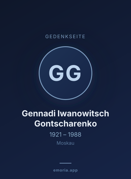 Gedenkportrait von Gennadi Iwanowitsch Gontscharenko
