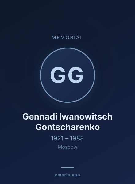 Memorial portrait of Gennadi Iwanowitsch Gontscharenko