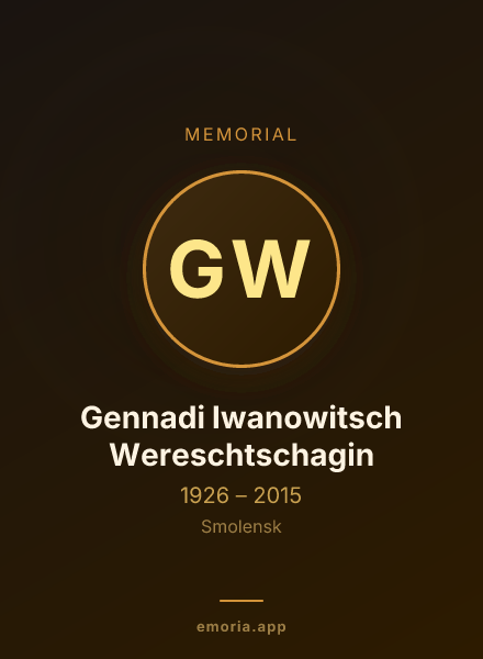 Memorial portrait of Gennadi Iwanowitsch Wereschtschagin