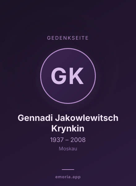 Gedenkportrait von Gennadi Jakowlewitsch Krynkin