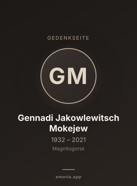 Gedenkportrait von Gennadi Jakowlewitsch Mokejew