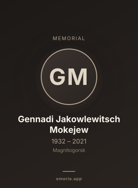 Memorial portrait of Gennadi Jakowlewitsch Mokejew
