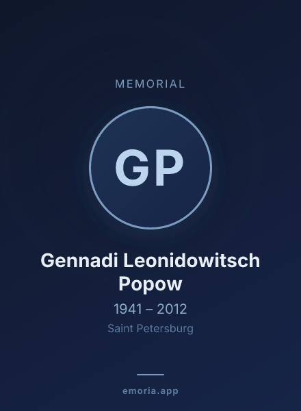 Memorial portrait of Gennadi Leonidowitsch Popow