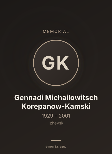 Memorial portrait of Gennadi Michailowitsch Korepanow-Kamski