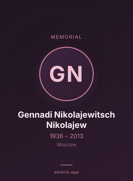 Memorial portrait of Gennadi Nikolajewitsch Nikolajew