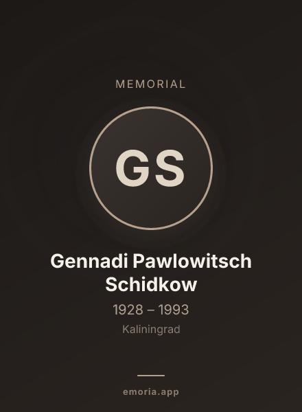 Memorial portrait of Gennadi Pawlowitsch Schidkow