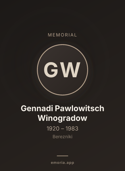 Memorial portrait of Gennadi Pawlowitsch Winogradow