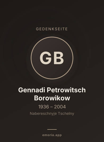 Gedenkportrait von Gennadi Petrowitsch Borowikow