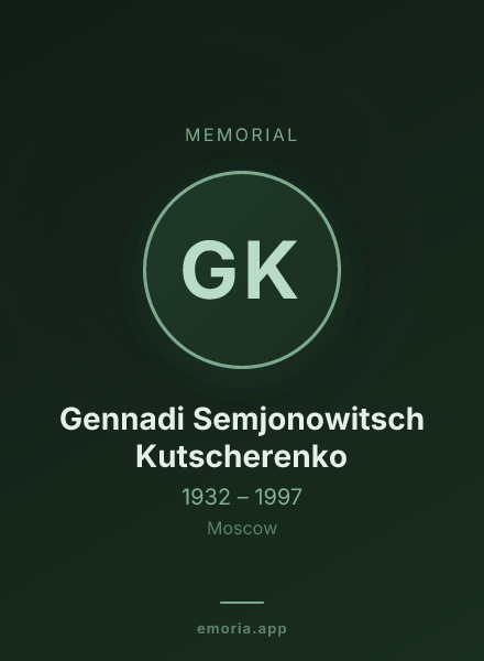 Memorial portrait of Gennadi Semjonowitsch Kutscherenko