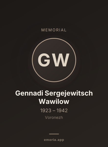 Memorial portrait of Gennadi Sergejewitsch Wawilow