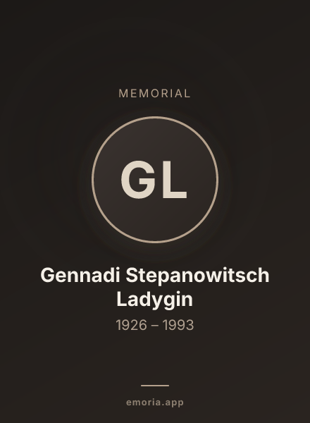 Memorial portrait of Gennadi Stepanowitsch Ladygin