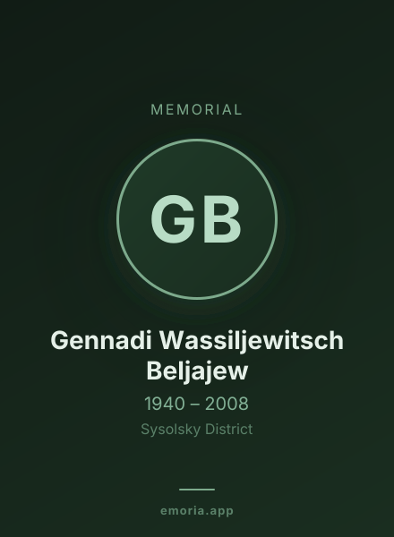 Memorial portrait of Gennadi Wassiljewitsch Beljajew